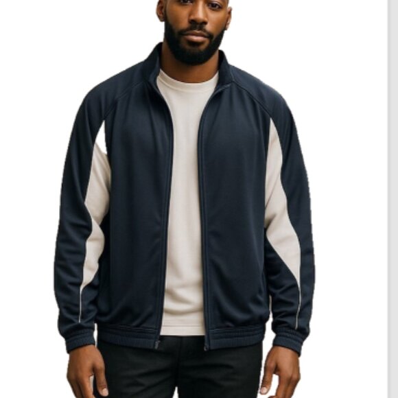 Eddie D Boardsport Men’s Track Jacket 2XLT Navy Blue White Inserts Zip Up Elasti - Picture 1 of 16